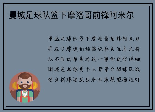 曼城足球队签下摩洛哥前锋阿米尔